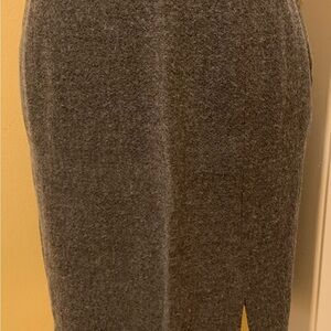 Simon Chang Refined Gray Marbled Wool Blend Pencil Skirt with Slit